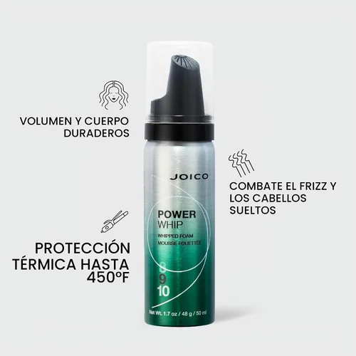 Vista 3 de Joico Power Whip Whipped Foam For Most Hair Types Add Volume & Body Thermal Heat, Humidity, & Pollution Protection Boost Shine Control