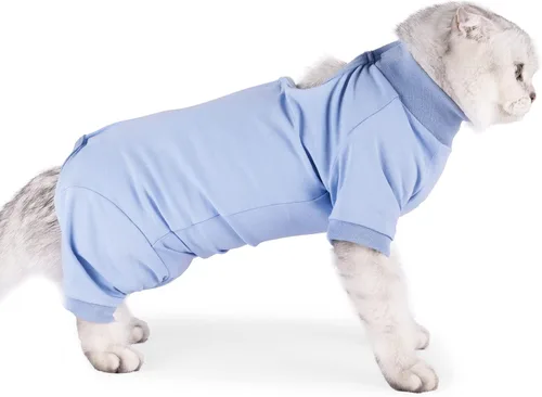 Vista 2 de LIANZIMAU Traje profesional de recuperación quirúrgica para gatos, para macho, hembra, perro, heridas abdominales, cono alternativo, collar