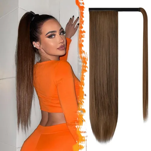 Vista 75 de BARSDAR Extensión de Cola de Caballo Corta y Recta - Extensiones de Cabello de Cola de Caballo con Cordón de 14 Pulgadas en Negro para Mujeres