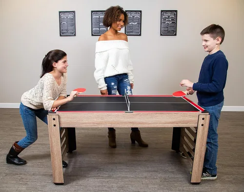 Vista 9 de Hathaway Madison - Mesa multijuego 6 en 1 de 54 pulgadas, ideal para salas de juegos familiares, incluye billar, futbolín, hockey deslizante, tenis