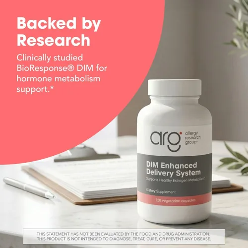 Vista 5 de Allergy Research Group - DIM Enhanced Delivery System - Equilibrio Hormonal, Hombres, Mujeres - 120 Cápsulas Vegetarianas