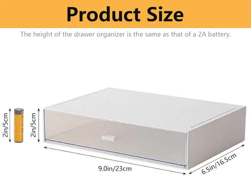 Vista 3 de Organizador de escritorio con cajones, cajones de almacenamiento apilables, caja de almacenamiento de escritorio compacta de plástico, ideal