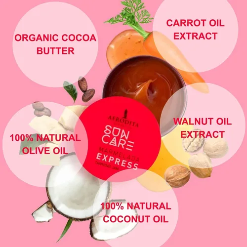 Vista 6 de Sun Care Marmelada - Acelerador de bronceado Para un bronceado rápido e intenso con aceite de coco 100% orgánico, karité y manteca de cacao