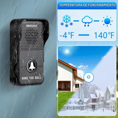 Vista 4 de Timbres para puerta, intercomunicador inalámbrico manos libres mejorado, timbre impermeable dúplex completo de 1000 pies, comunicación bidireccional