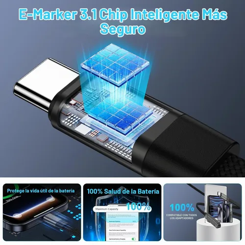 Vista 7 de Cable de carga invisible de 240 W, carga rápida USB C a USB C, cable de carga trenzado para Samsung Galaxy A17/A37/A16/A15/S26