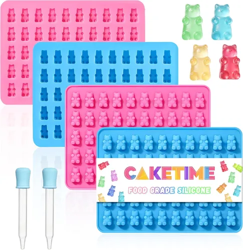 Vista 12 de Moldes de Gomitas de Oso de Silicona para Dulces – Moldes de Gomitas de Chocolate de Tamaño Mini con 2 Goteros de Silicona Antiadherente de Grado