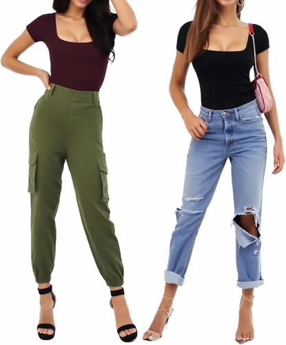Vista 4 de MANGOPOP - Enterizo ajustado con cuello cuadrado y manga corta o larga para mujer