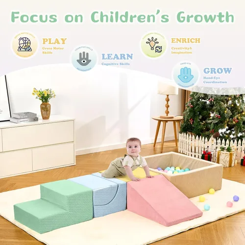 Vista 4 de JUGUETES DE ESCALADA PARA NIÑOS PEQUEÑOS, Juguetes de Escalada para Niños Pequeños en Interiores, Juego de 5 Piezas de Bloques de Escalada de Espuma