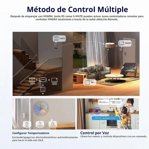 Vista 6 de SONOFF MINIR4 10A Interruptor de luz inteligente WiFi extremo inalámbrico, módulo universal DIY para solución de automatización del hogar