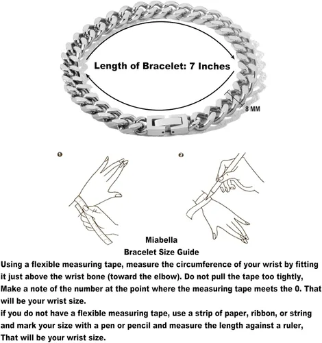 Vista 7 de Tuewut Pulsera de eslabones cubanos de acero inoxidable de 0.315in para hombresmujeresniños, platachapado en oro de 18 quilates de 789 pulgadas