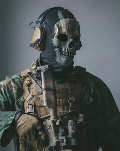 Vista 4 de Máscara de calavera de terror de carnaval de Halloween, máscara de fantasma, máscara de terror de calavera de cara completa CS Cosplay