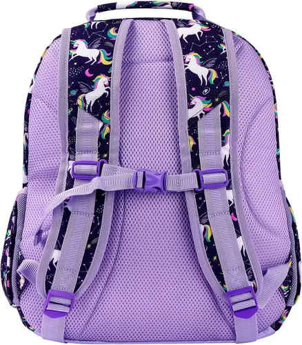 Vista 6 de Choco Mocha Mochila de jardín de infantes de 15 pulgadas para niños, Unicornio espacial, morado