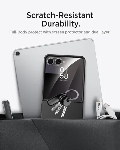 Vista 4 de Miimall Funda delgada para Galaxy Flip 7 con protector de pantalla integrado, grado militar, a prueba de golpes, a prueba de caídas, delgada