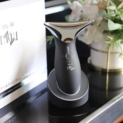 Vista 7 de Masajeador facial, dispositivo de cuello de cara y luz roja con ajuste y rejuvenecimiento Negro