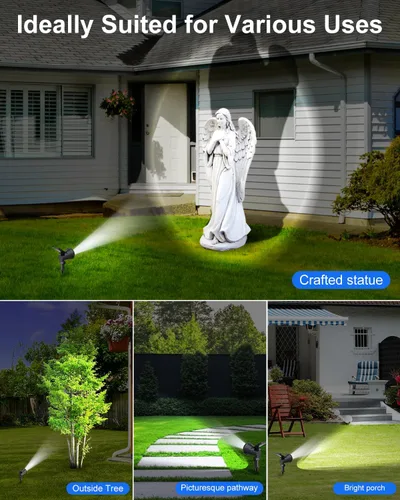 Vista 4 de Solar Powered Spotlights Outdoor Waterproof Sunset Spot LED Lights Ultra Bright for Tree, Flag, Lawn, Statue, Pool, Garden, House, Wall, Yard, Path