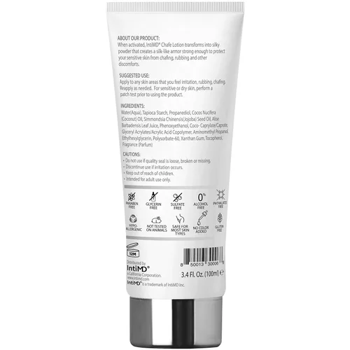 Vista 3 de IntiMD Chafe Lotion RealDry fórmula antirozaduras Crema Protege la piel sensible de rozaduras, frotamientos, fricción para muslos internos, debajo