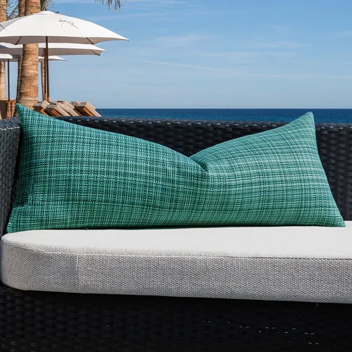 Vista 28 de Kevin Textile - Juego de 2 fundas de almohada decorativas para exteriores, impermeables, para jardín, patio, tienda de campaña, sofá, de 16 x 16