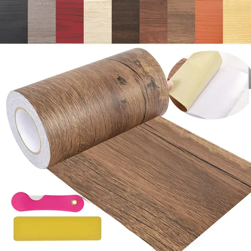 Vista 23 de Cinta de Reparación de Veta de Madera, 2.4 pulgadas X 32 pies Cinta Autoadhesiva de Color Madera para Mesas, Sillas, Zócalos, Puertas, Ventanas