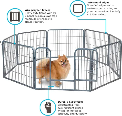 Vista 3 de Paws & Pals Perrera de alambre para perros – corral de ejercicio para perros y gatos al aire libre – Puerta de tubo con puerta
