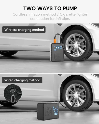 Vista 4 de Kit de inflador de neumáticos para bomba portátil Tesla, 4