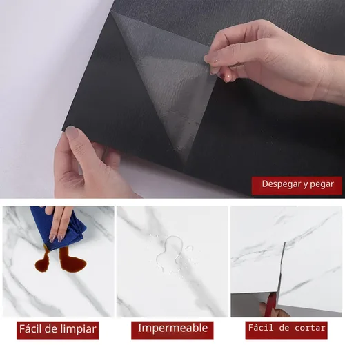 Vista 8 de Azulejos autoadhesivos de mármol blanco para despegar y pegar, azulejos de suelo de cocina impermeables para despegar y pegar, azulejos de mármol