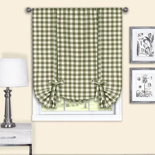 Vista 7 de Achim Home Furnishings - Cortina de ventana a cuadros de un solo paño, 42 x 63 pulgadas, blanca y negra