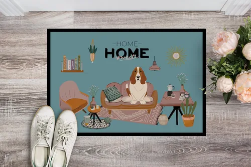 Vista 2 de Caroline's Treasures CK7866JMAT Basset Hound Sweet Home - Tapete para puerta delantera, 24 x 36 pulgadas, para interiores y exteriores