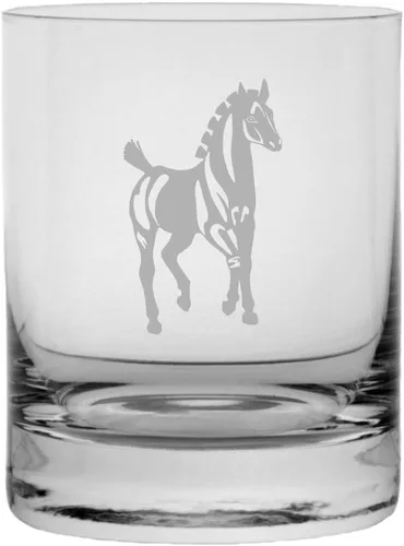 Vista 76 de Abaco Barb - Vaso de whisky con temática de caballo grabado (10.25 onzas)