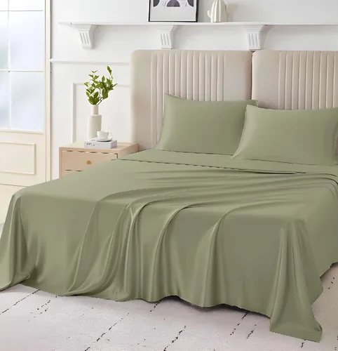 Vista 27 de Giza Sheets Twin – Sábanas de 100% algodón egipcio Giza – Sábanas para colchón de hasta 18 pulgadas de profundidad – 4 piezas de sábanas de algodón