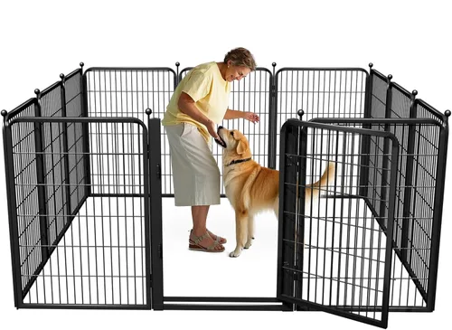Vista 15 de Corralito para perros al aire libre, 40 pulgadas, 48 paneles, valla para perros con puerta extra ancha, corral para mascotas sin tropiezos, corral
