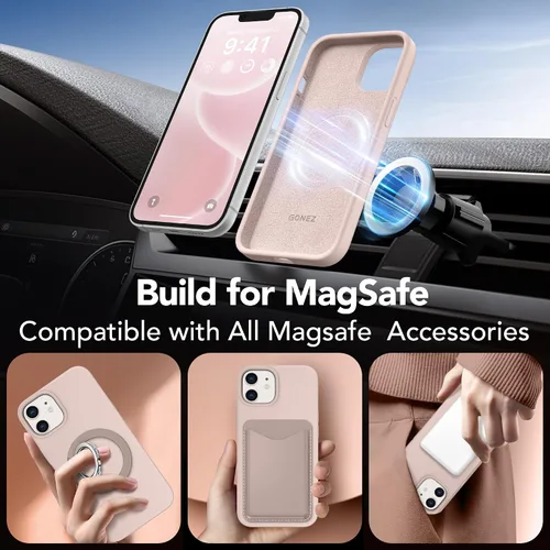 Vista 3 de GONEZ Funda magnética para iPhone 12 / 12 Pro, compatible con MagSafe, [protector de pantalla + protector de lente de cámara], funda protectora
