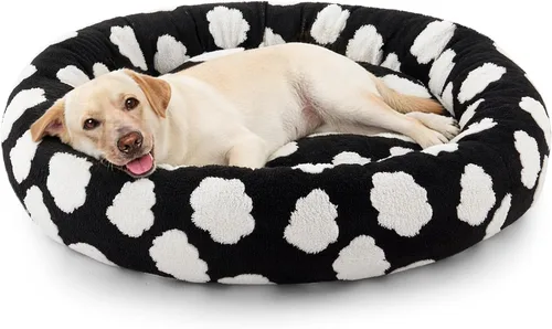 Vista 10 de JOEJOY - Cama redonda para perros pequeños con forma de dona jacquard, azul Azul nube