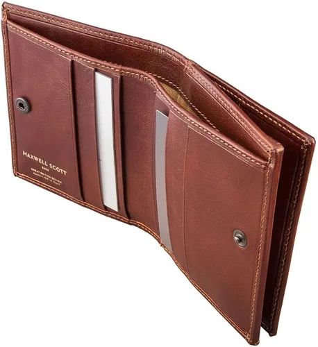 Vista 4 de Maxwell Scott Mens Luxury Leather Bifold Wallet with Coin Pocket The Rocca Classic Small Pocketbook Cards Holder Tan Brown