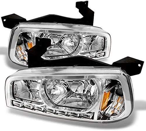 Vista 7 de AKKON - Faros delanteros LED DRL negros para Dodge Charger 06-10 con luces intermitentes de esquina izquierda + derecha