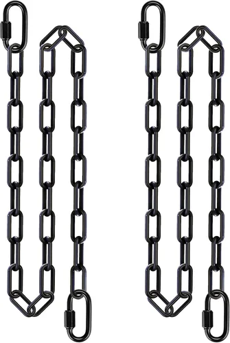 Vista 13 de 2 cadenas colgantes resistentes de 20 pulgadas con ganchos, cadena de extensión de columpio, color negro