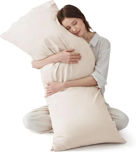 Vista 37 de Bedsure Fundas de almohada de tamaño estándar, fundas de almohada refrescantes, rayón derivado de bambú, color gris oscuro, juego de 2, fundas