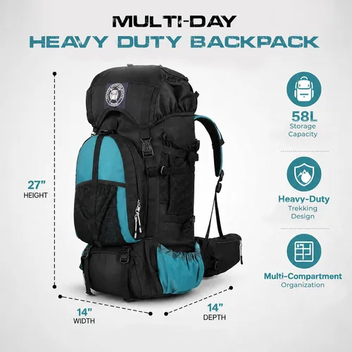 Vista 4 de Expedition - Mochila de senderismo con marco interno de 80 litros, ligera, impermeable, mochila de senderismo y campamento con cubierta para lluvia