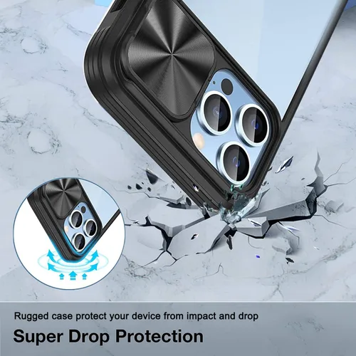 Vista 6 de Funda magnética para iPhone 17 con cubierta deslizante para cámara, compatible con MagSafe, panel trasero transparente que nunca se pone