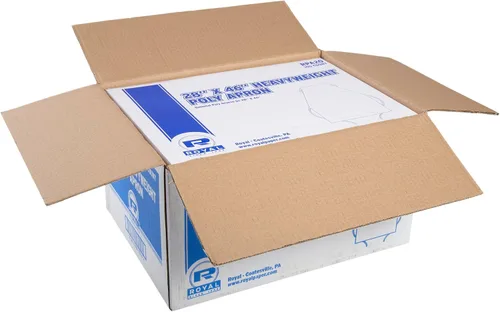 Vista 4 de Royal Delantales de polietileno de 1 mil, 28 pulgadas x 46 pulgadas, caja de 500, Blanco