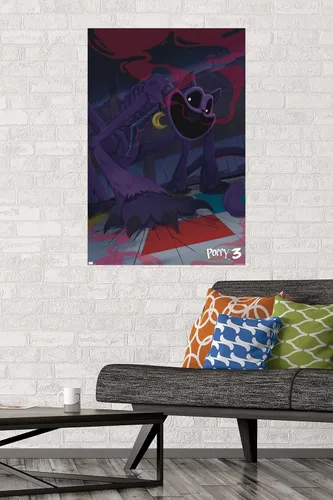 Vista 2 de Poppy Playtime: Capítulo 3 - Póster de pared CatNap, 34 pulgadas de largo x 22.4 pulgadas de ancho, versión premium sin marco