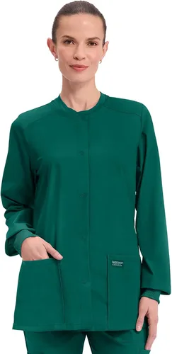 Vista 19 de Cherokee Workwear Profesionales Snap Front Warm-up Scrub Jacket Azul marino