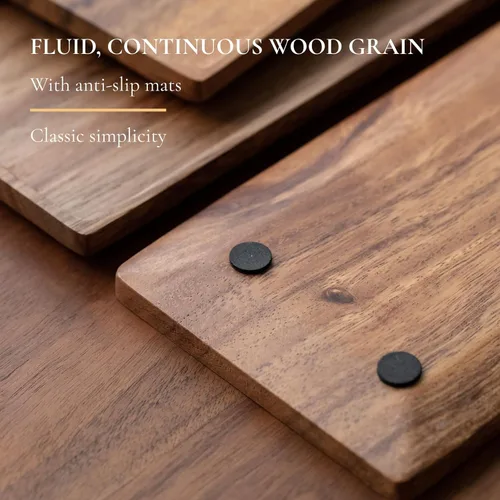 Vista 6 de Vandroop Bandeja de madera para servir, pequeñas bandejas decorativas para fiestas, aperitivos, té/café y queso, juego de 2 tablas de madera hechas