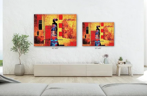 Vista 3 de SpiritualHands Máscaras africanas - Lienzo decorativo para pared, lienzo de dama africana, vibrante arte de pared africano hecho a mano