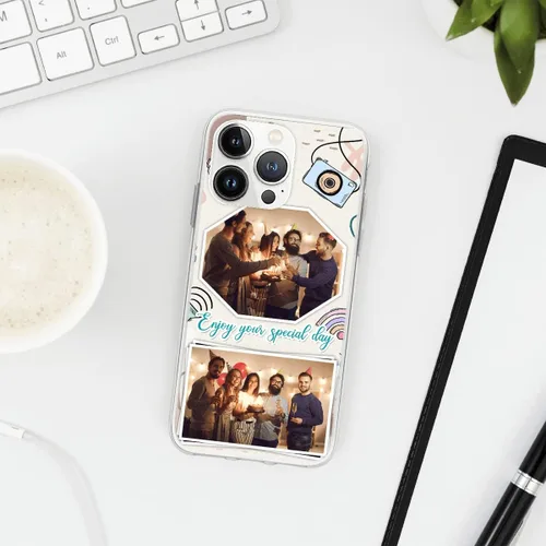 Vista 4 de CUBICER Fundas personalizadas para teléfono con foto personalizada de cumpleaños, a prueba de golpes, texto personal, funda transparente, regalos