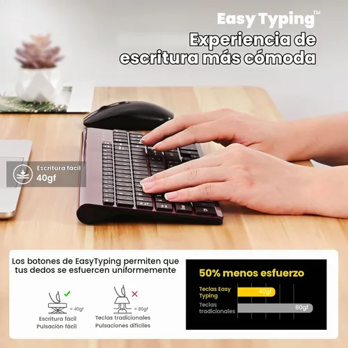 Vista 5 de cimetech EasyTyping KF10 - Combo de teclado y mouse inalámbricos, [teclas de interruptor de tijera silenciosas], [teclas que ahorran esfuerzo] Negro
