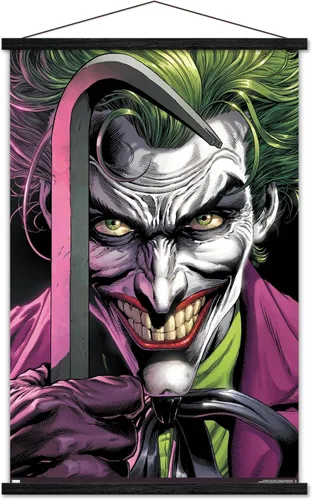 Vista 8 de Trends International DC Comics The Joker - Póster de pared con barra de palanca, 22.37 x 34.00 pulgadas, paquete de impresión premium y colgador