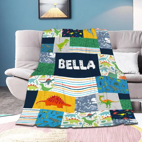 Vista 39 de Manta de bebé de esqueletos de dinosaurios de neón retro de los años 80, regalos para niños y niñas, decoración de dinosaurios, felpa suave