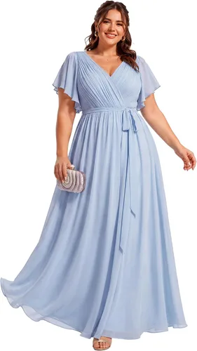 Vista 9 de Ever-Pretty Plus Vestidos de dama de honor formales de gasa para mujer Negro