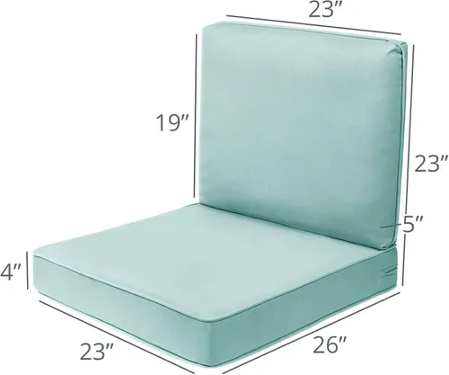 Vista 2 de Quality Outdoor Living - Cojín profundo para asiento y respaldo, 23 x 26 pulgadas, menta