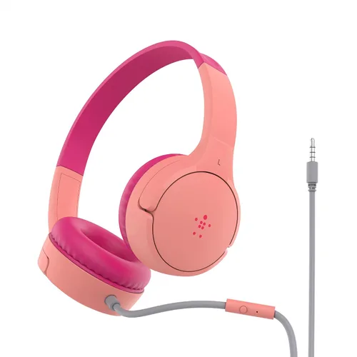 Vista 19 de Belkin SoundForm Mini - Auriculares inalámbricos Bluetooth para niños, batería de 30 horas, límite de volumen seguro de 85 dB, micrófono integrado